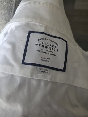 Charles Tyrwhitt White Dress Shirt with Navy Label